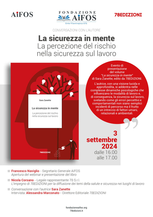 Evento AiFOS di presentazione del libro La sicurezza in mente di Sara Zanette